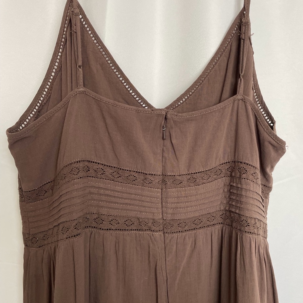 H&M Whimsigoth Boho Prairie Chocolate Brown Lace Cami Maxi Dress 90s Grunge 16 - Picture 11 of 14
